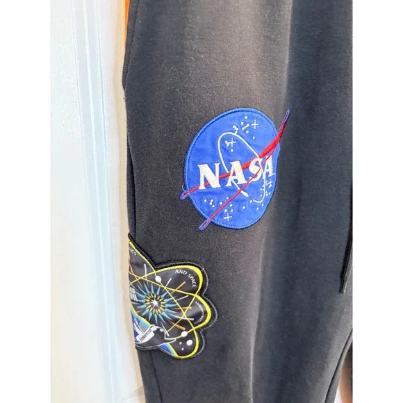 Hudson Outerwear NASA Jogger Sweatpants Mens Medium Black Orange Patches USA - Picture 5 of 11